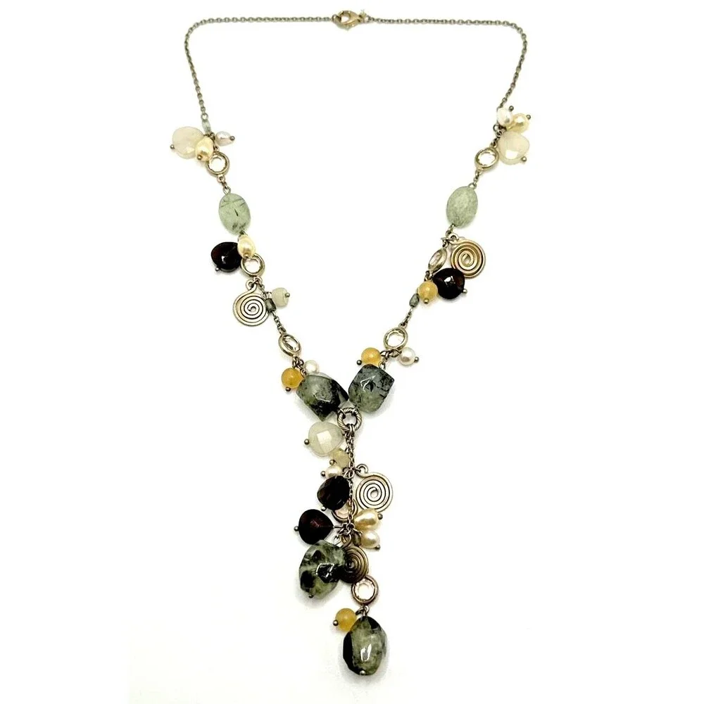 Boho Y Drop Tassel Necklace Agate Pearl Glass Bead Statement Charm Dangle 16